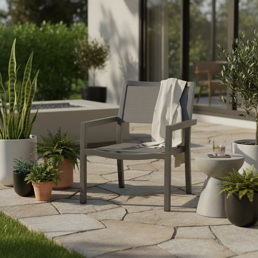 Vegas Stackable Sling Outdoor Club Chair-Outdoor Accent Chairs-Sunset West-LOOMLAN