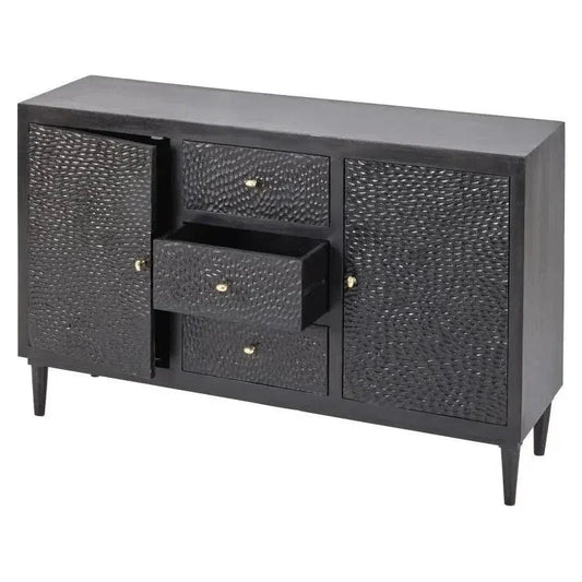 3 Drawer and 2 Door Wood Black Sideboard - LOOMLAN - LOOMLAN - Sideboards