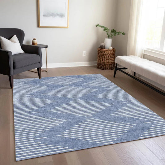 Velina Denim Washable Indoor-Outdoor Rug-Outdoor Rugs-LOOMLAN Rugs-LOOMLAN