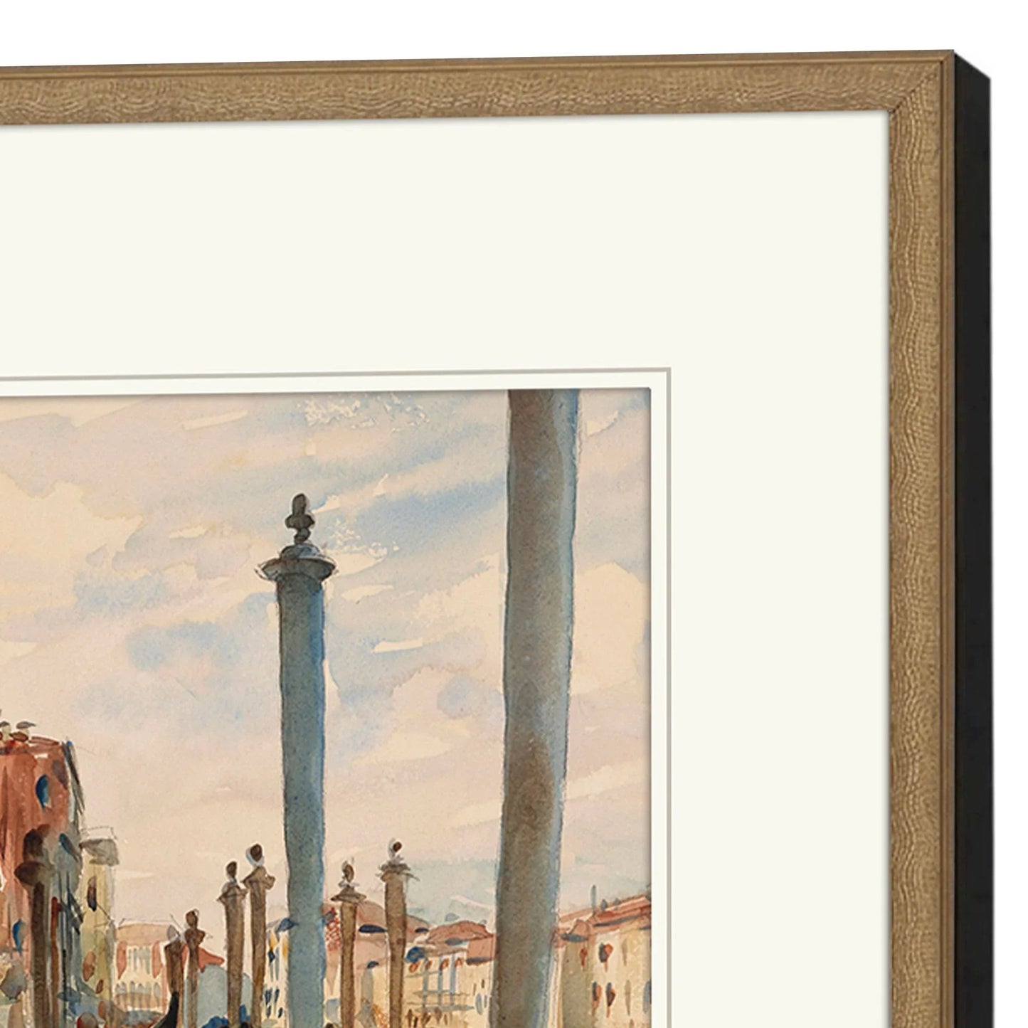 Venice Wood Blue Framed Wall Art 4PC