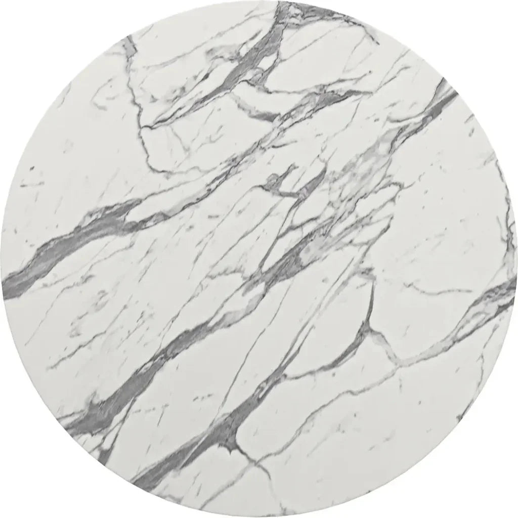 Vernon White Stone and Wood Round Bar Table - LOOMLAN - Zuo Modern - Bar Tables