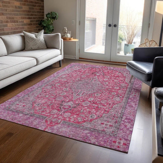 Vexira Pink Washable Indoor - Outdoor Rug - LOOMLAN - LOOMLAN Rugs - Outdoor Rugs