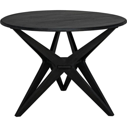 Victor Wood Round Dining Table-Dining Tables-Noir-LOOMLAN