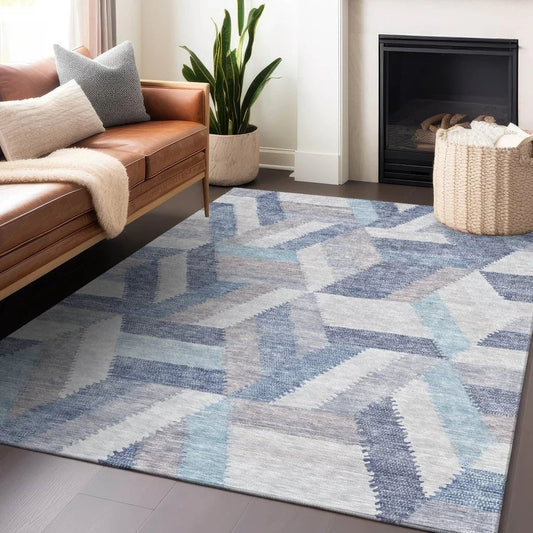 Viella Denim Washable Indoor - Outdoor Rug - LOOMLAN - LOOMLAN Rugs - Outdoor Rugs