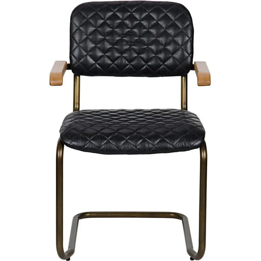 Vintage Leather Armless Dining Chair - LOOMLAN - Noir - Dining Chairs