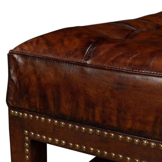 Vintage Tufted Ottoman - LOOMLAN - Sarreid - Ottomans