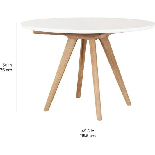 Viola White Teak & Concrete Outdoor Dining Table-Outdoor Dining Tables-Seasonal Living-LOOMLAN