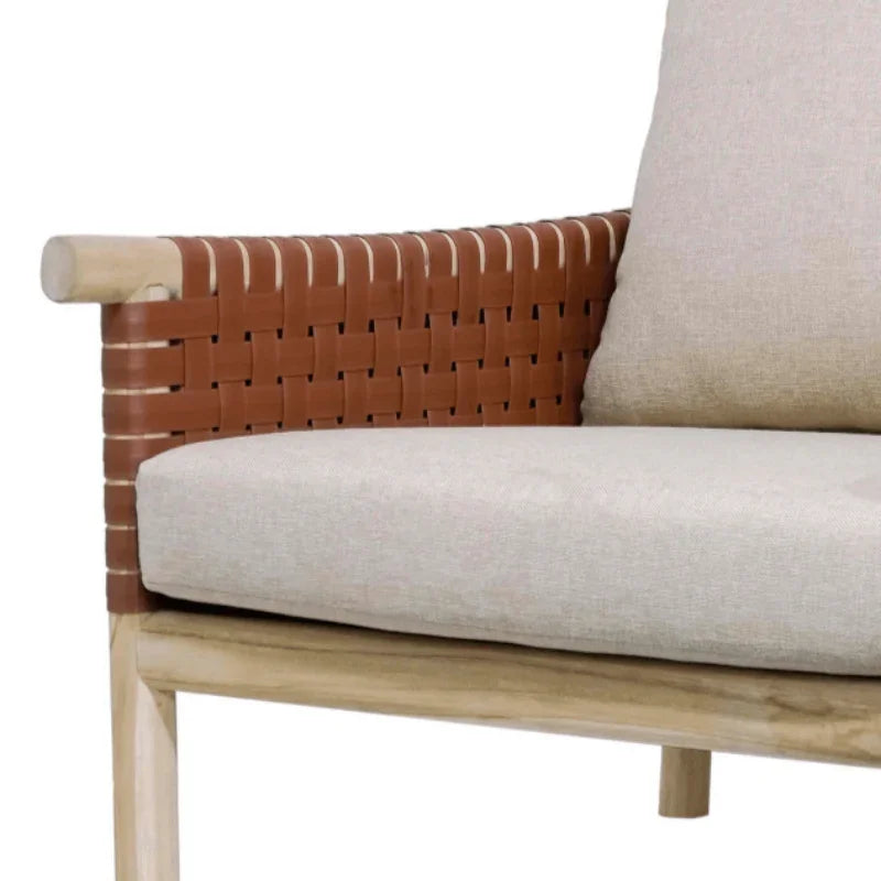 Wade Wood Framed Leather Patio Chair - LOOMLAN - Artesia - Club Chairs