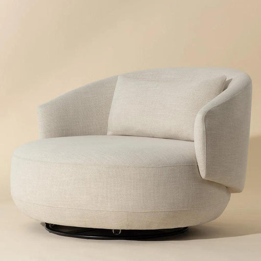 Walsh Swivel Lounge Chair - Effie Linen Steel Base - LOOMLAN - SUNPAN - Club Chairs