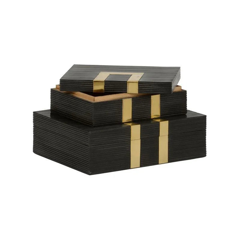 Watkins Wooden Black Jewelry Box (Set of 2) - LOOMLAN - Chelsea House - Boxes & Bowls
