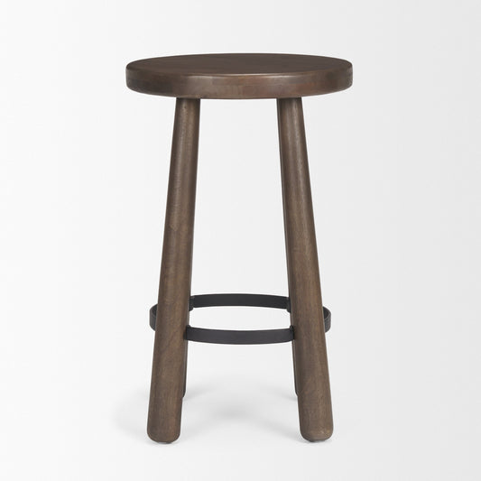 Weldon Dark Brown Wood Counter Stool