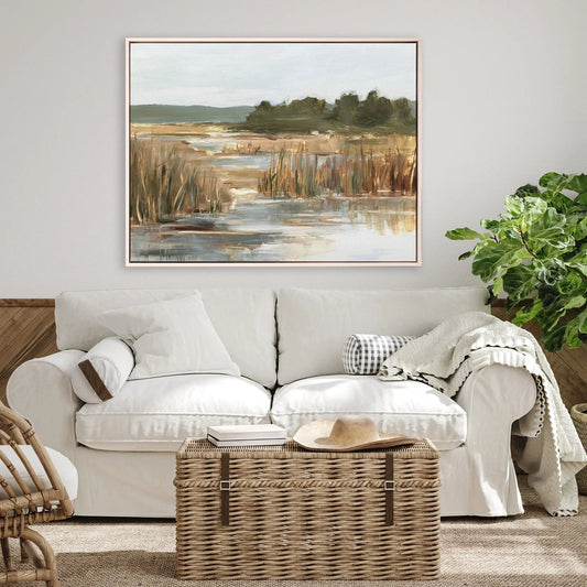 Wetland Grasses II Wood Frame Canvas Art