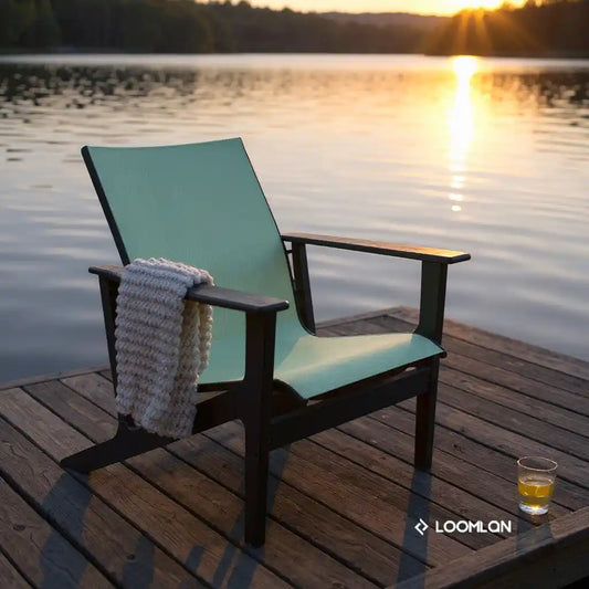 Wexler Sling Chat Height Polymer Arm Chair-Outdoor Accent Chairs-Telescope-LOOMLAN