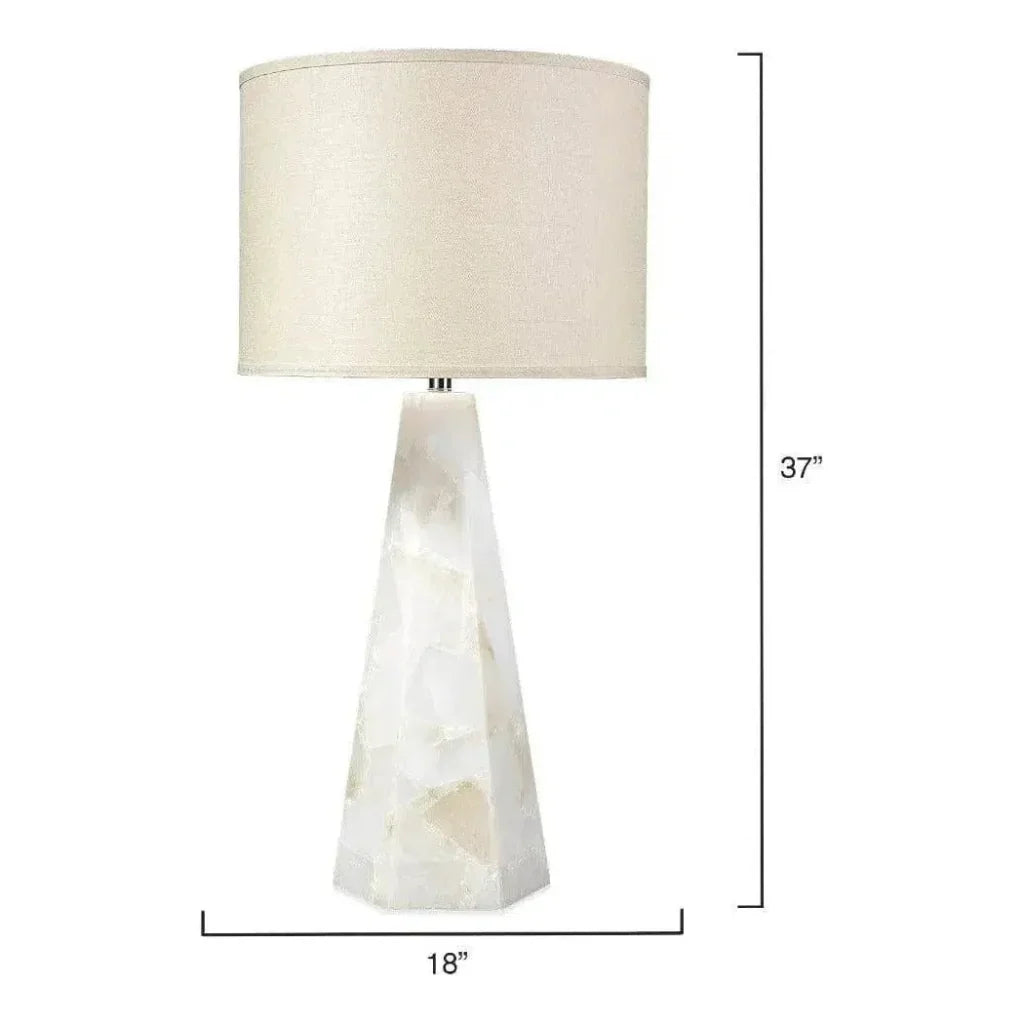 White Alabaster Borealis Hexagon Table Lamp - LOOMLAN - Jamie Young - Table Lamps
