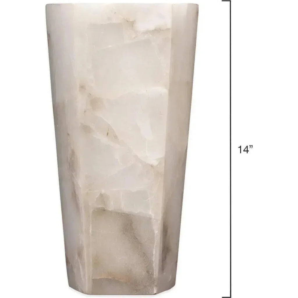 White Alabaster Borealis Tall Hexagon Wall Sconce - LOOMLAN - Jamie Young - Wall Sconces