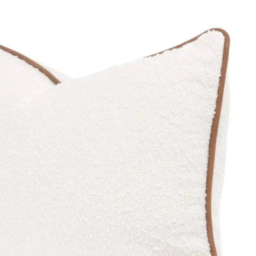 White Boucle Piping Lumbar Throw Pillow Insert - 2PC - LOOMLAN - Essentials For Living - Throw Pillows