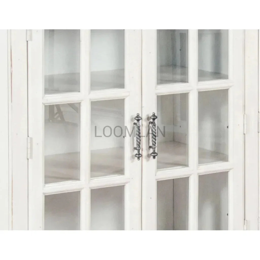 White Buffet Server Windowpane Glass Doors - LOOMLAN - Sunny D - Sideboards