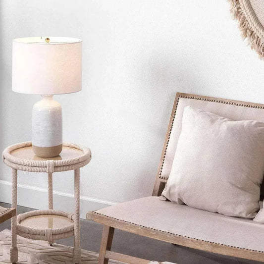 White Ceramic Ashwell Table Lamp - LOOMLAN - Jamie Young - Table Lamps