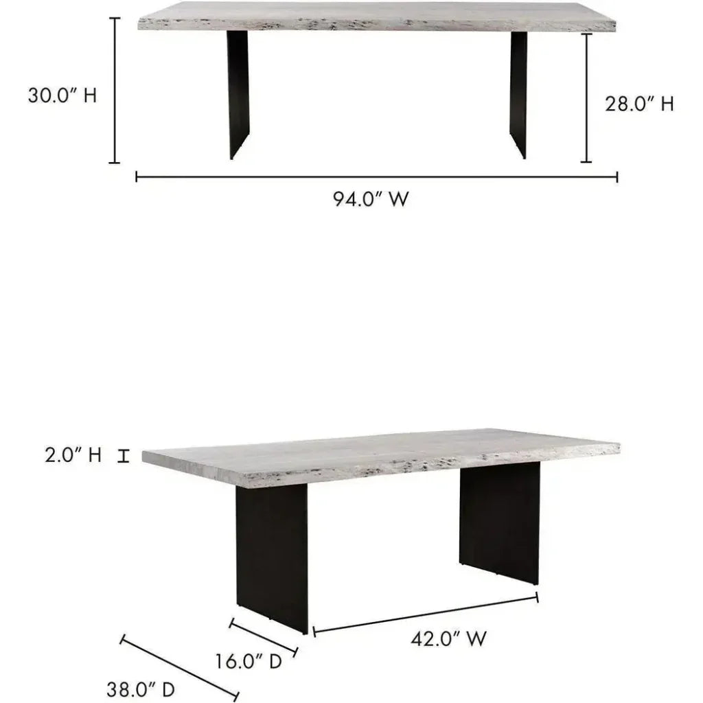 White Dining Table Live Edge Seats 8 or 10-Dining Tables-Moe's Home-LOOMLAN