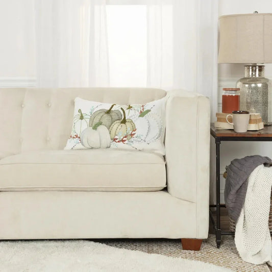 White Gina Pumpkins Couch Lumbar Pillows - LOOMLAN - LOOMLAN - Throw Pillows