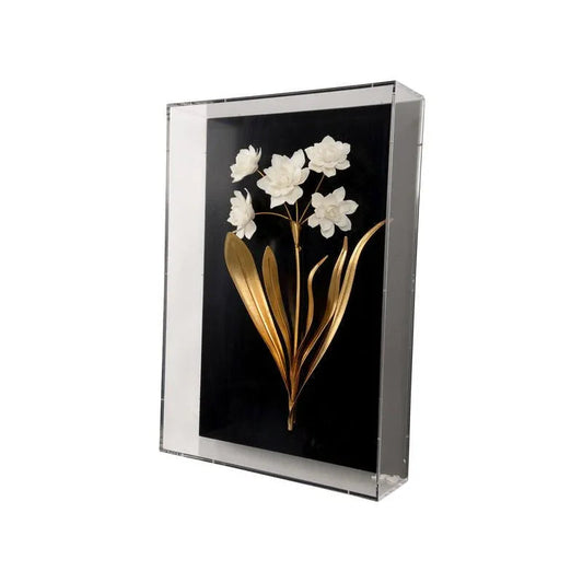 White Porcelain Flower Mounted Artwork-Framed Wall Art-Chelsea House-LOOMLAN