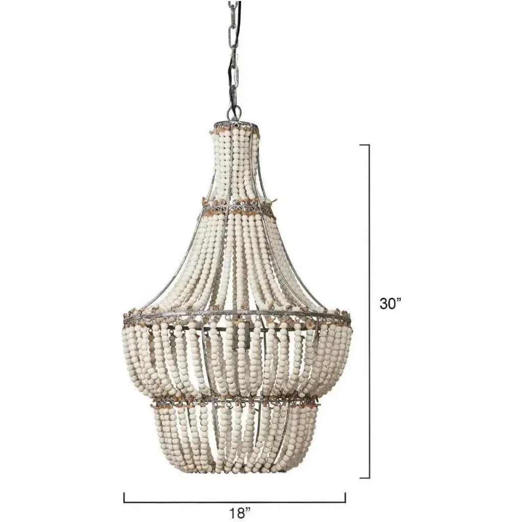 White Wood Beads Blanca Chandelier - LOOMLAN - Jamie Young - Chandeliers