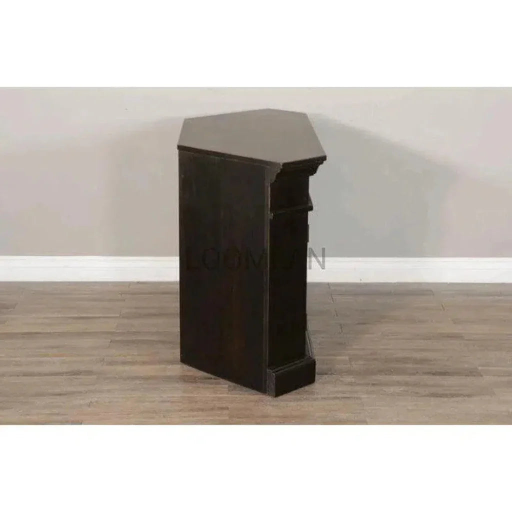 Wide Black Wood Corner TV Stand Glass Doors - LOOMLAN - Sunny D - TV Stands & Media Centers