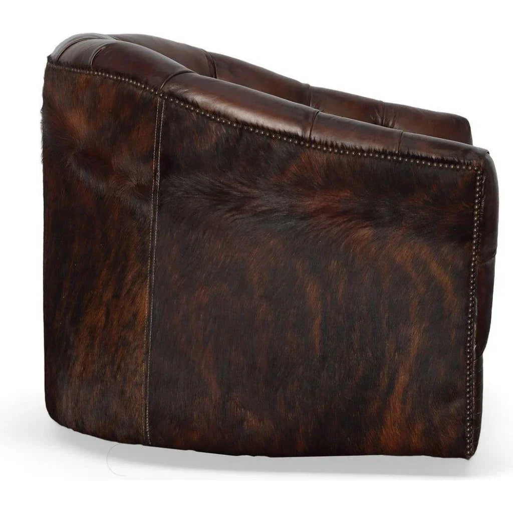 Wild Child Leather on Hide Western Swivel Club Chair - LOOMLAN - Uptown Sebastian - Club Chairs
