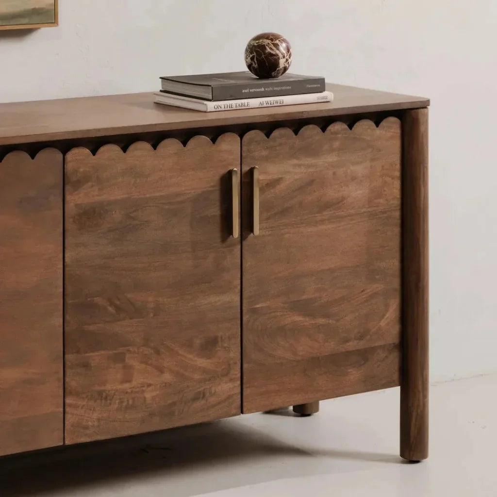 Wiley Wood Vintage Brown 4 Door Sideboard - LOOMLAN - Moe's Home - Sideboards