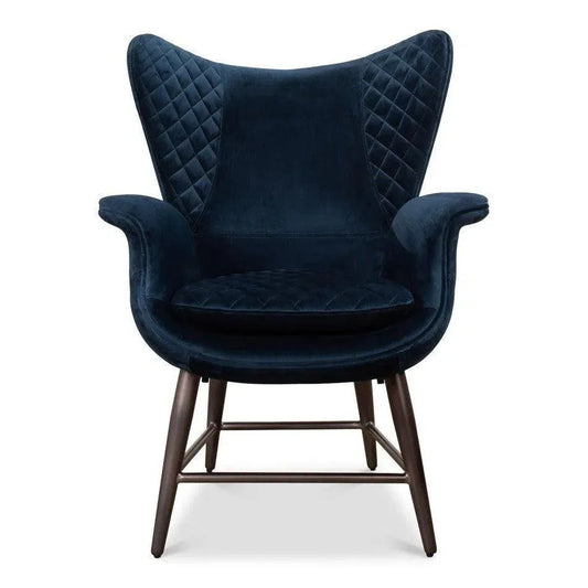 Wings Accent Chair Blue Velvet - Egg Chair - LOOMLAN - Sarreid - Accent Chairs
