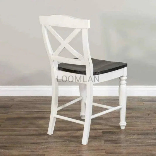 Wood Crossback Counter Barstool Wood Seat - LOOMLAN - Sunny D - Counter Stools