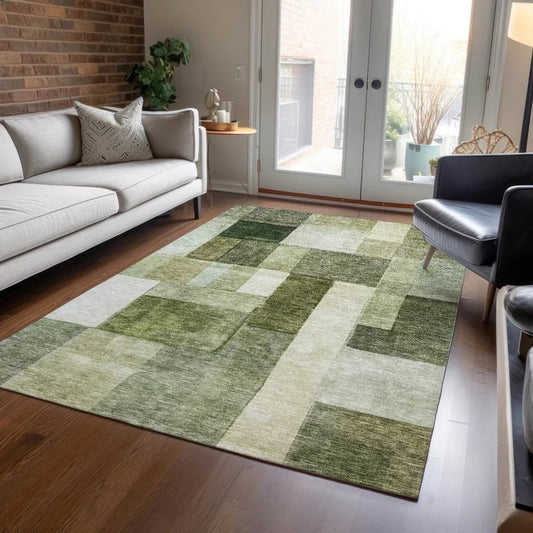 Wovari Green Washable Indoor - Outdoor Rug - LOOMLAN - LOOMLAN Rugs - Outdoor Rugs