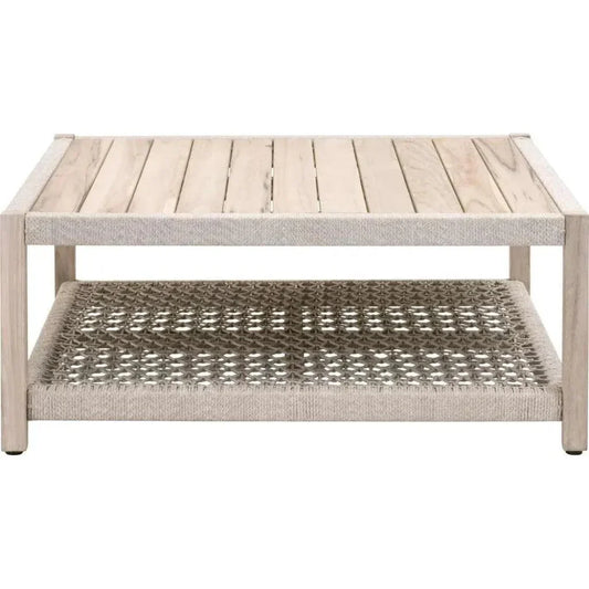 Wrap Outdoor Teak Square Coffee Table-Outdoor Coffee Tables-Essentials For Living-LOOMLAN