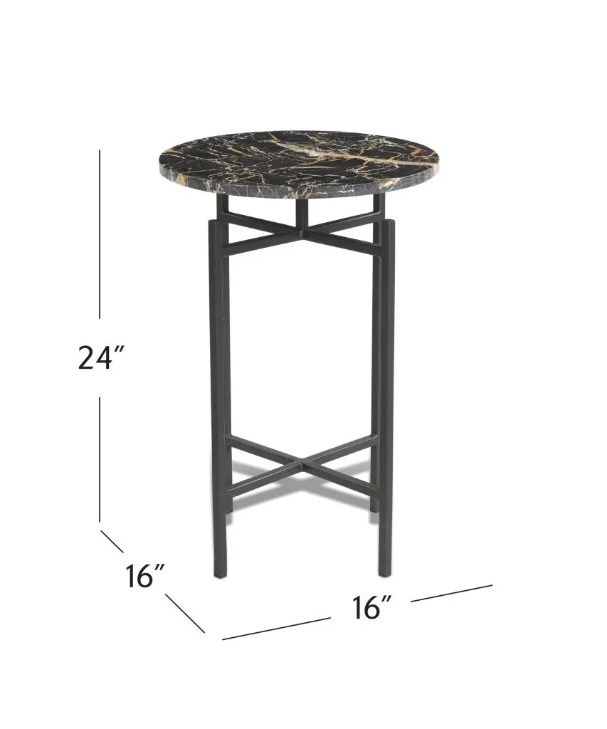 Wren Round Marble Top Accent Table - LOOMLAN - Bassett Mirror - Side Tables