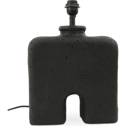 Yara Wood & Textured Cotton Black Table Lamp - LOOMLAN - Moe's Home - Table Lamps