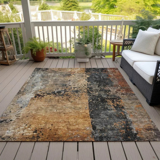 Yasmineh Orange Washable Indoor - Outdoor Rug - LOOMLAN - LOOMLAN Rugs - Outdoor Rugs