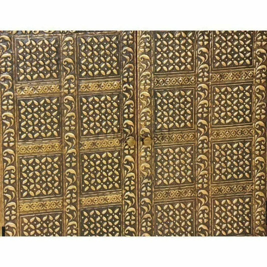 40" Wood Brass Accent Cabinet 2 Doors Zaley - LOOMLAN - LOOMLAN - Accent Cabinets