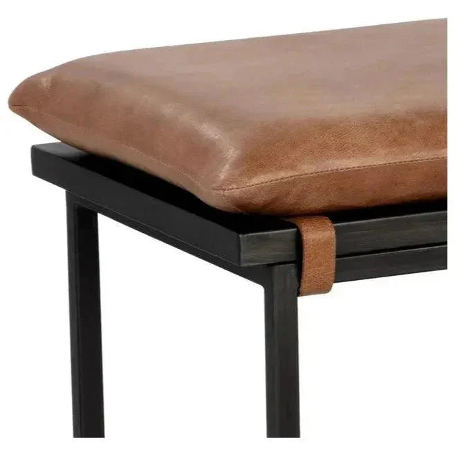 Zancor Bench - Tan Leather with Gunmetal - LOOMLAN - SUNPAN - Dining Benches