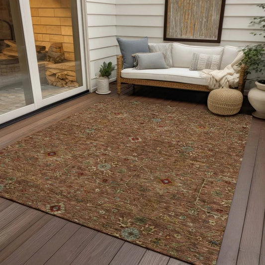 Zara Orange Washable Indoor-Outdoor Rug-Outdoor Rugs-LOOMLAN Rugs-LOOMLAN