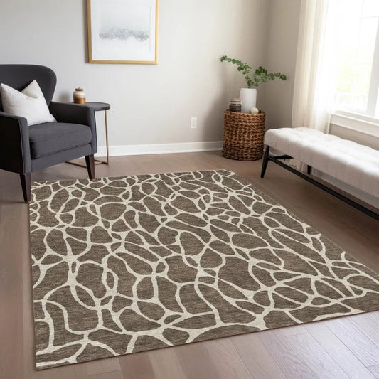 Zarelia Fudge Washable Indoor-Outdoor Rug-Outdoor Rugs-LOOMLAN Rugs-LOOMLAN