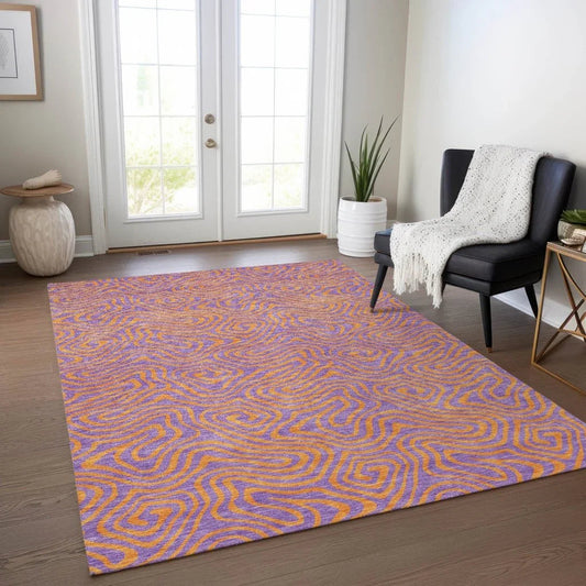 Zena Purple Washable Indoor-Outdoor Rug-Outdoor Rugs-LOOMLAN Rugs-LOOMLAN