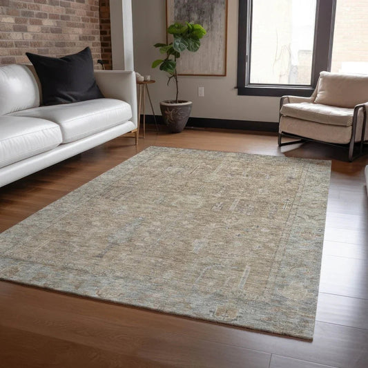 Zia Brown Washable Indoor-Outdoor Rug-Outdoor Rugs-LOOMLAN Rugs-LOOMLAN