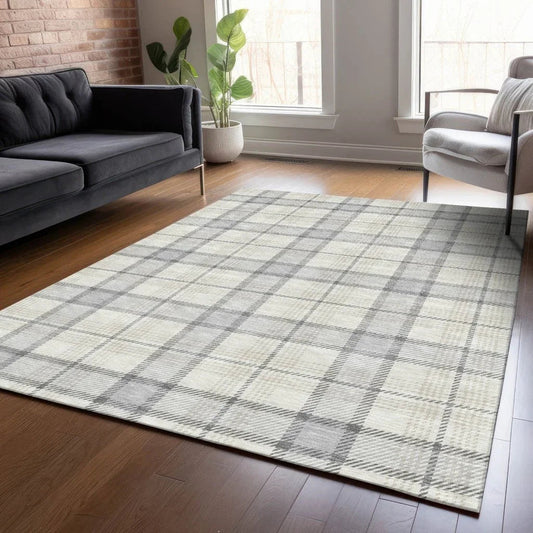 Zinara Gray Washable Indoor-Outdoor Rug-Outdoor Rugs-LOOMLAN Rugs-LOOMLAN
