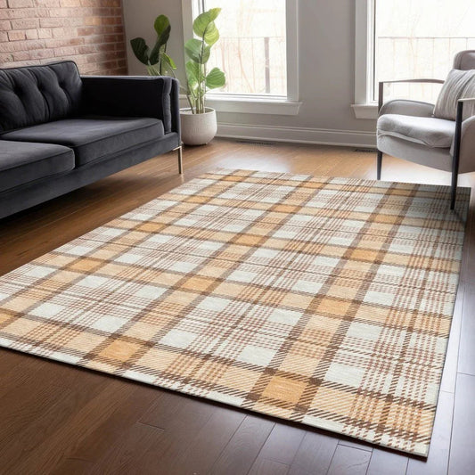 Zinara Orange Washable Indoor-Outdoor Rug-Outdoor Rugs-LOOMLAN Rugs-LOOMLAN