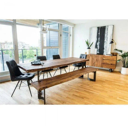 108 Inch Industrial Live Edge Dining Bench - LOOMLAN - Moe's Home - Dining Benches