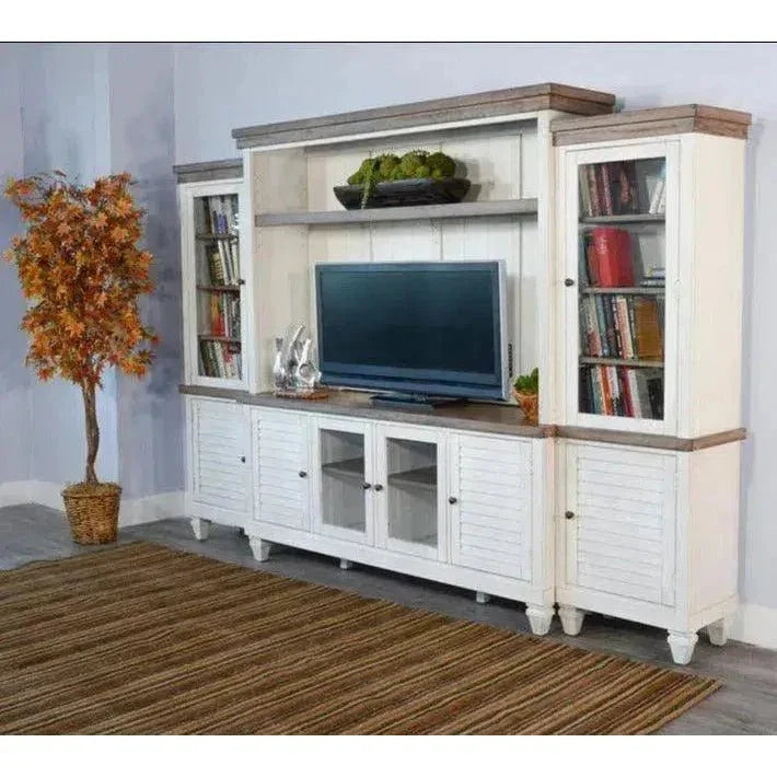 119" Entertainment Wall Unit Light TV Stand White-Entertainment Wall Unit-Sunny D-LOOMLAN