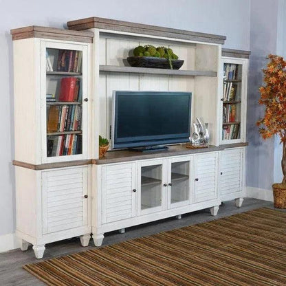 119" Entertainment Wall Unit Light TV Stand White-Entertainment Wall Unit-Sunny D-LOOMLAN