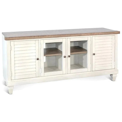 119" Entertainment Wall Unit Light TV Stand White-Entertainment Wall Unit-Sunny D-LOOMLAN