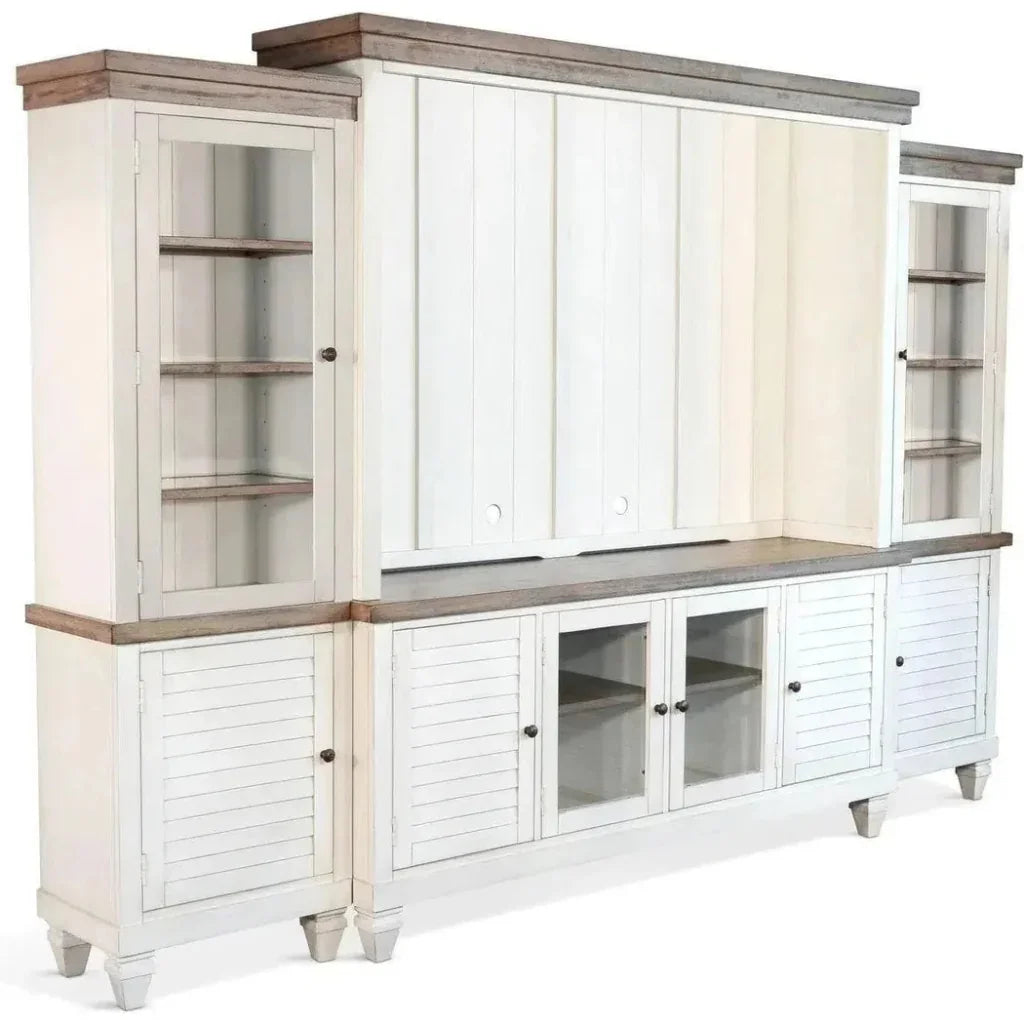 119" Entertainment Wall Unit Light TV Stand White-Entertainment Wall Unit-Sunny D-LOOMLAN