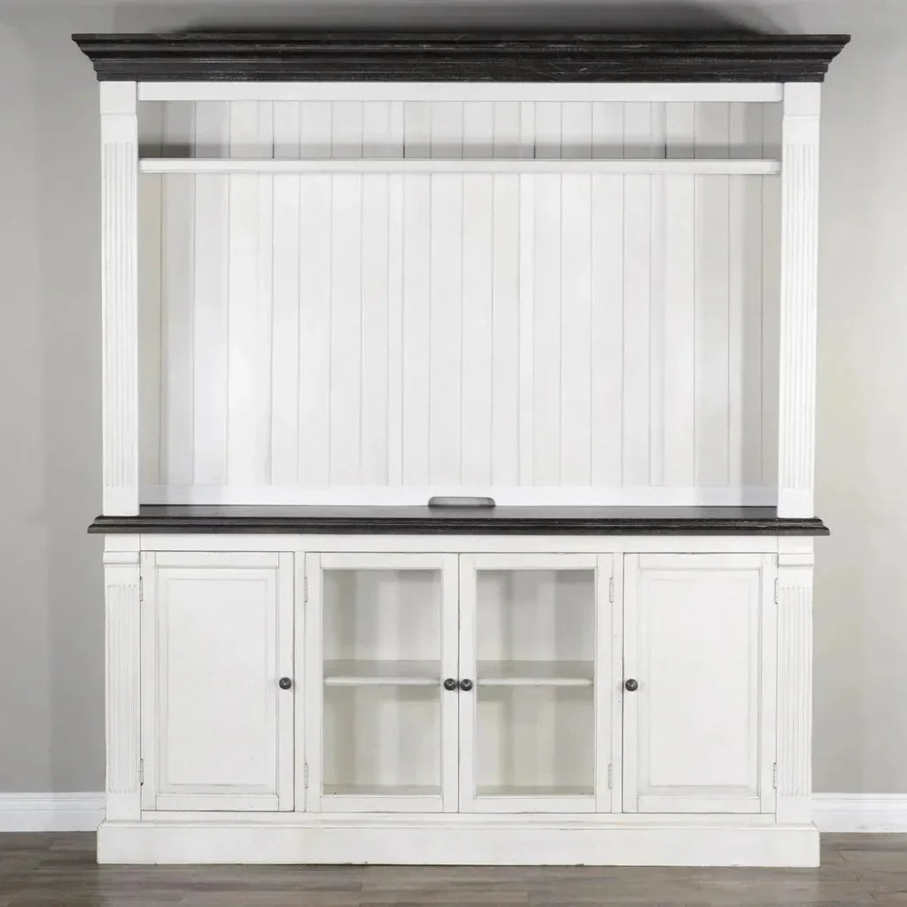 124" Entertainment Wall Unit TV Stand White-Entertainment Wall Unit-Sunny D-LOOMLAN